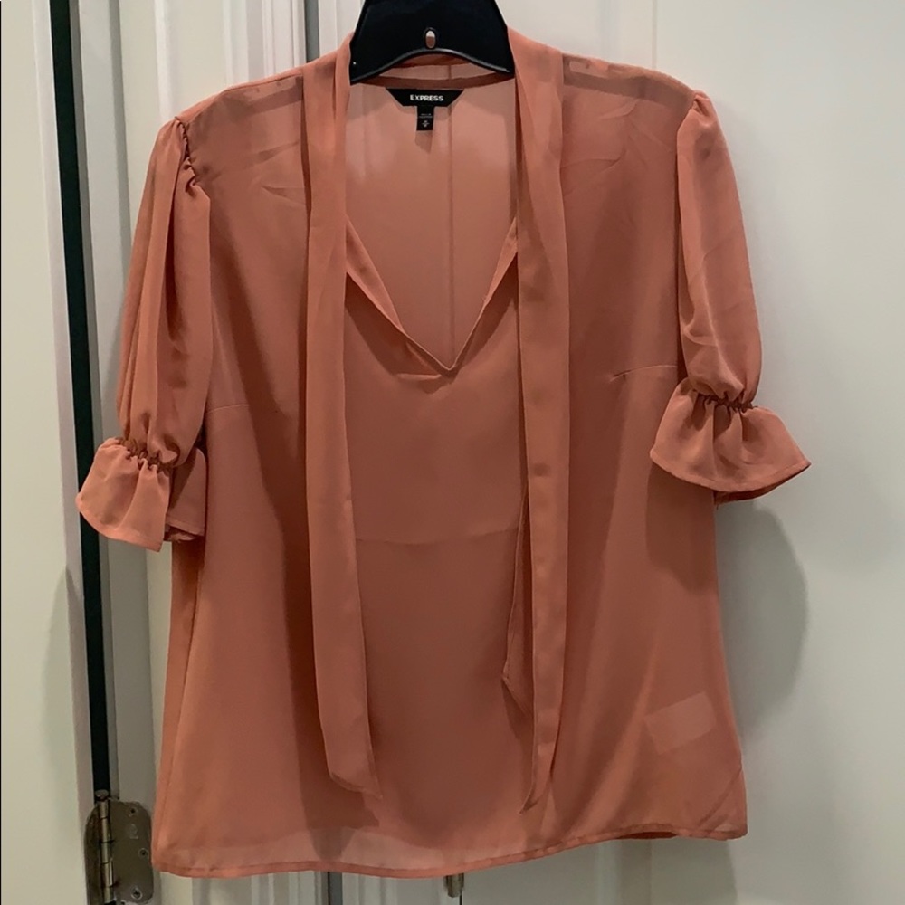 Express tie neck puff sleeve top